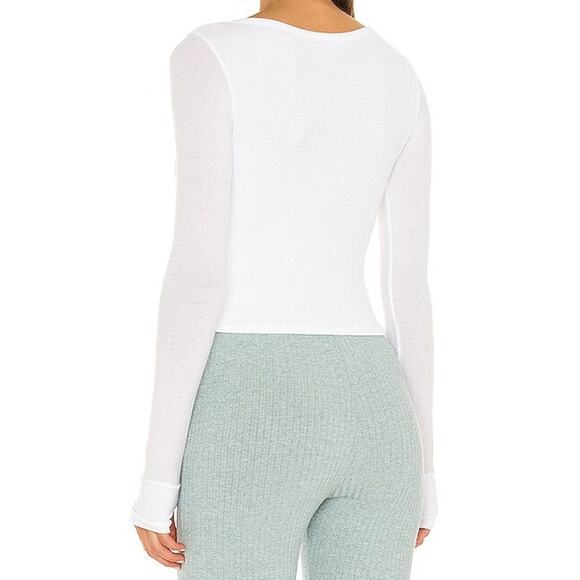Michael Lauren NWT Revolve White Salvatore V-Neck Ruched Front Crop Top Large - Picture 6 of 9